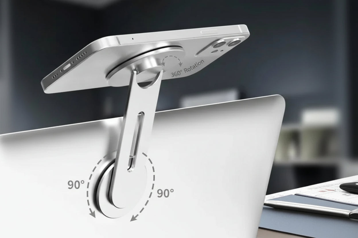 Support Magnétique Ajustable 360° – Fixation Bureau & Écran